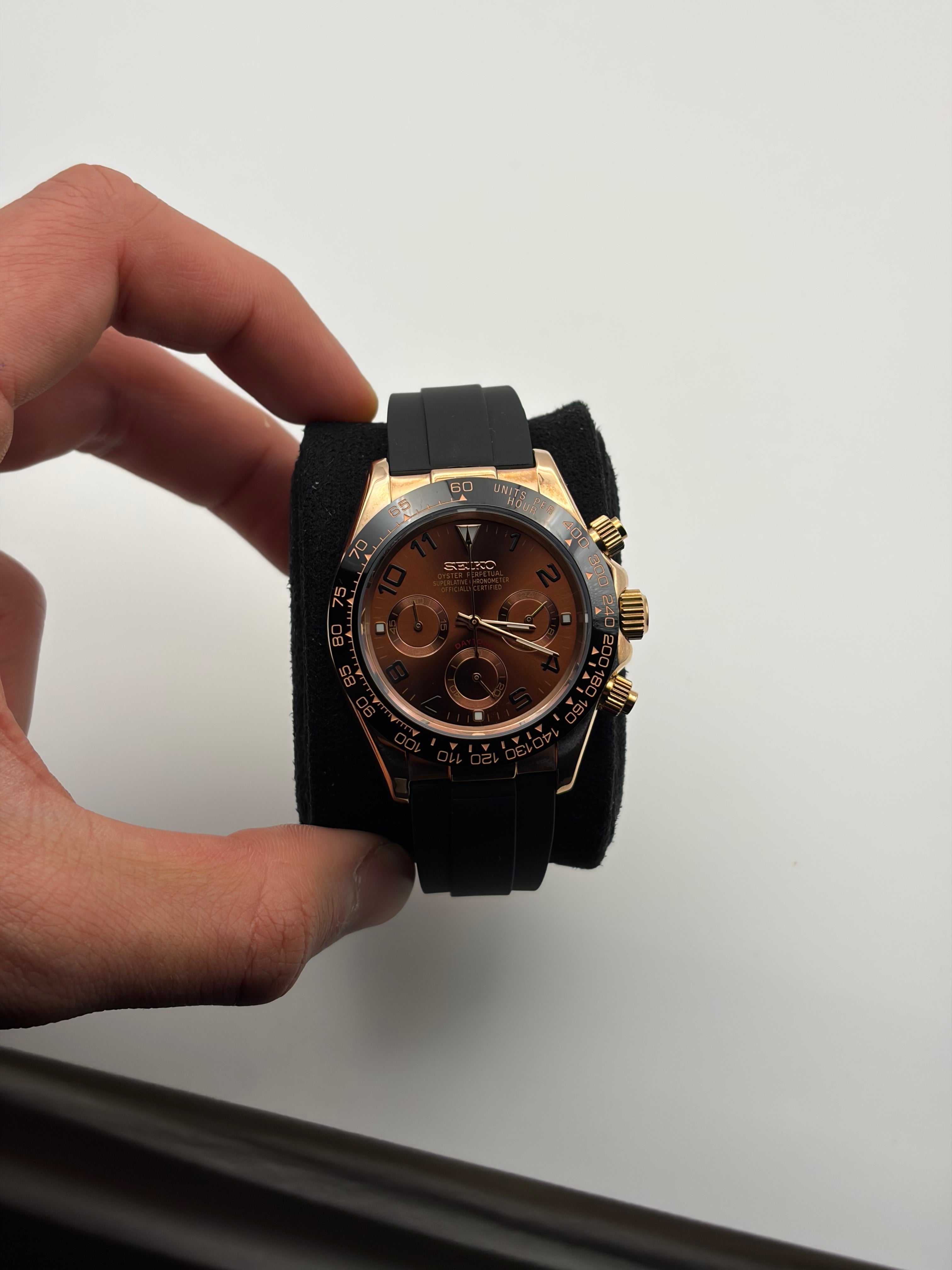 Seiko Daytona rose gold-Chocolat