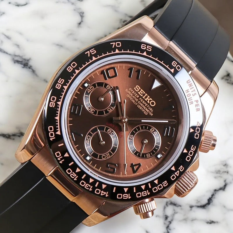 Seiko Daytona rose gold-Chocolat